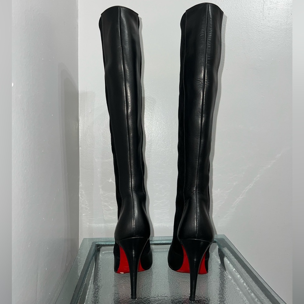 Christian Louboutin black leather and suede knee high boots - Picture 8 of 15